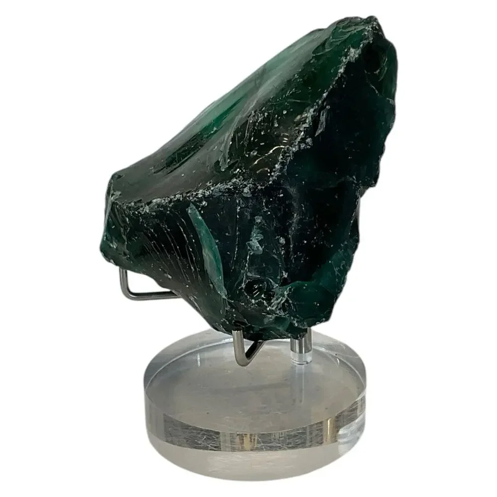 Emerald Green Translucent Art Glass Cullet Glowing‎ Manganese Slag Glass #5GX117